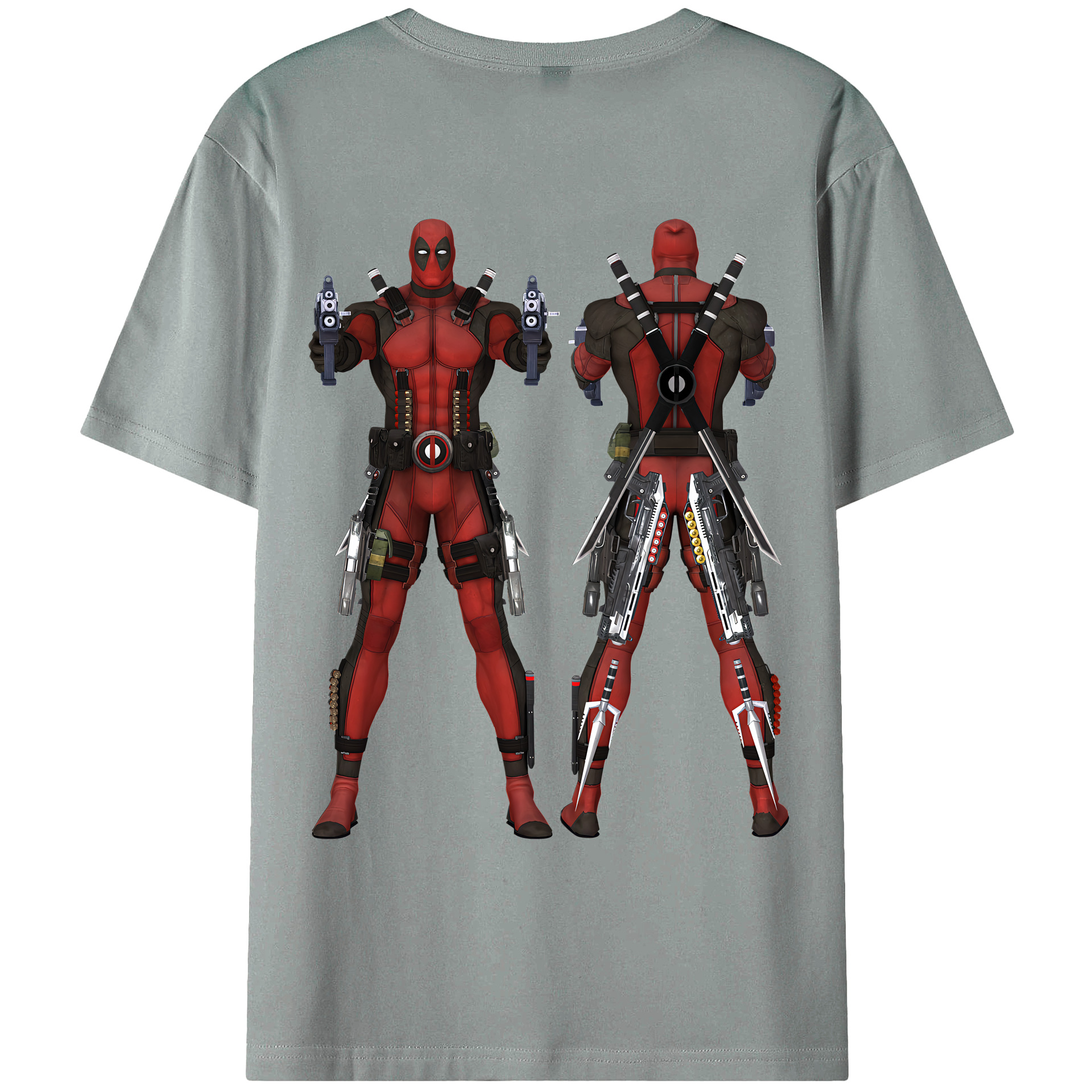 （画像用） Deadpool デッドプール 綿100％ メンズ半袖Tシャツ（バックプリント） 通気性